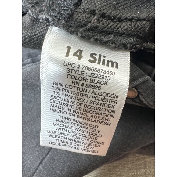 Jordache Girls Black Skinny Jeans With Striped Elastic Waistband Size 14 Slim - Picture 6 of 8